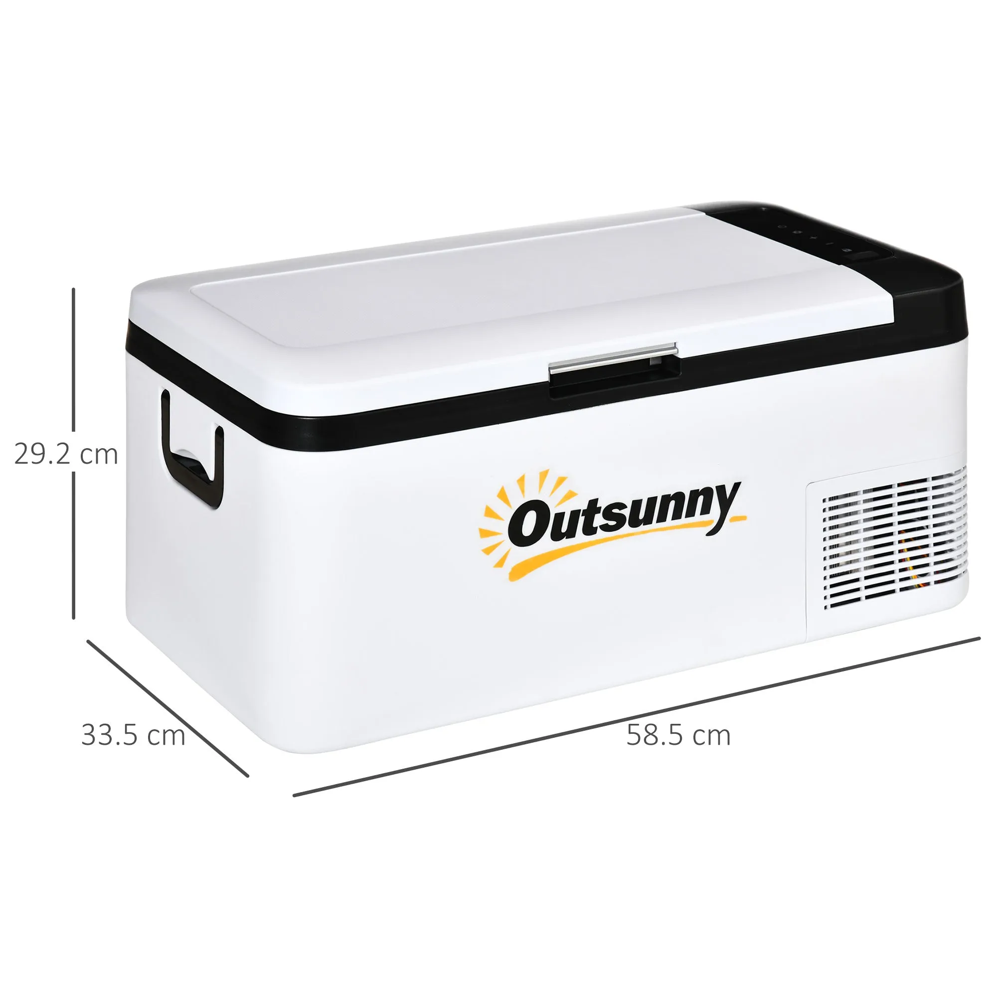 12V Car Refrigerator w/ LED & Foldable Handles, 18L Portable Compressor Cooler, Fridge Freezer for Campervan RV Boat Travel