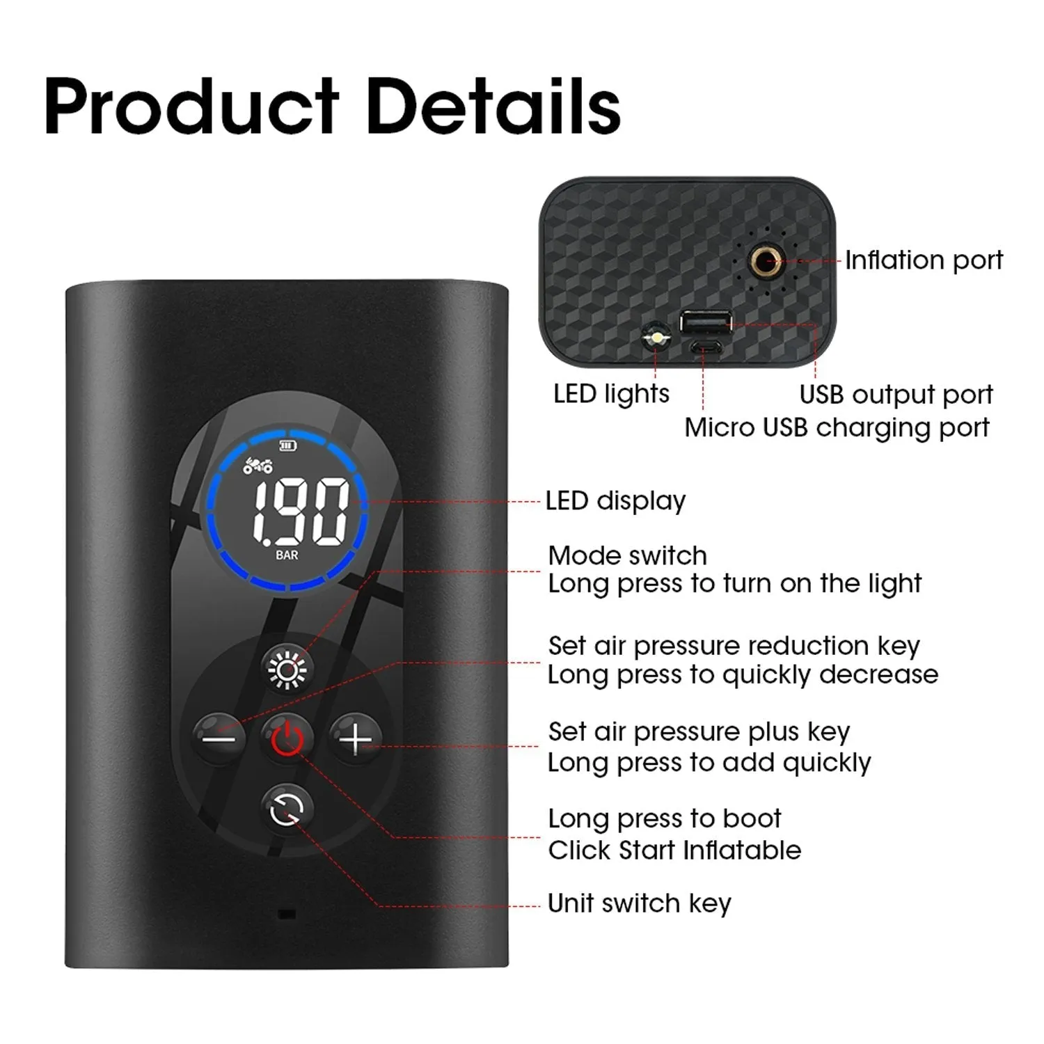 1710 Compact Portable Digital Tyre Inflator with Carrying Case