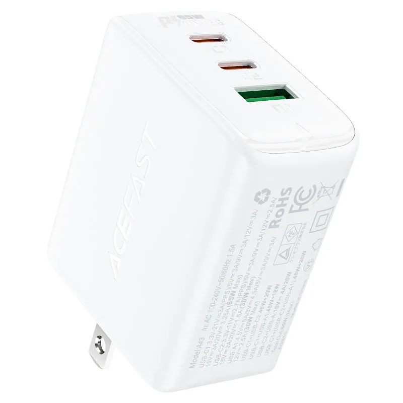 ACEFAST A43 PD65W (2*USB-C USB-A) GAN CHARGER - WHITE