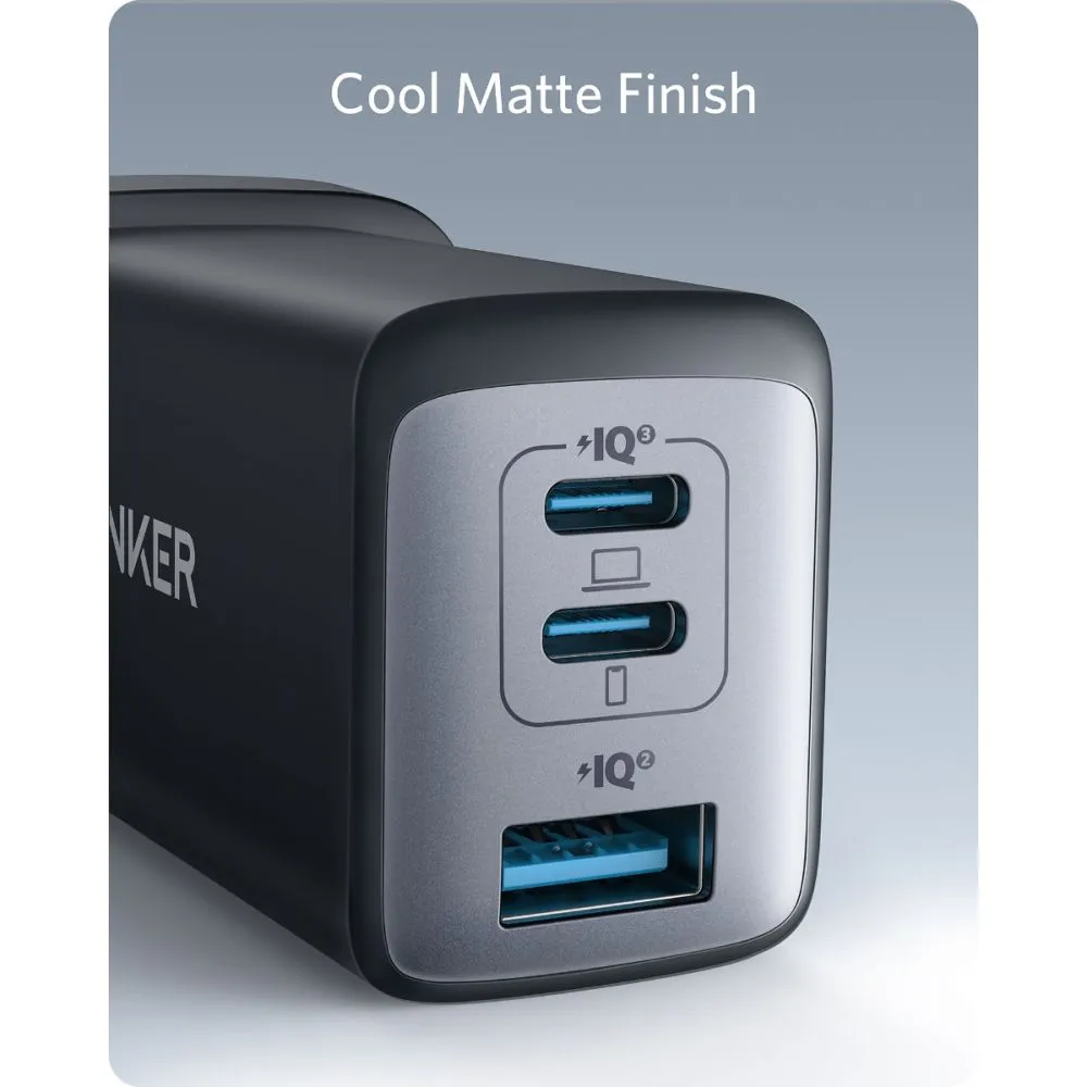 Anker PowerPort III 3-Port 65W, USB-C Fast Compact Wall Charger - Black (Singapore Plug)