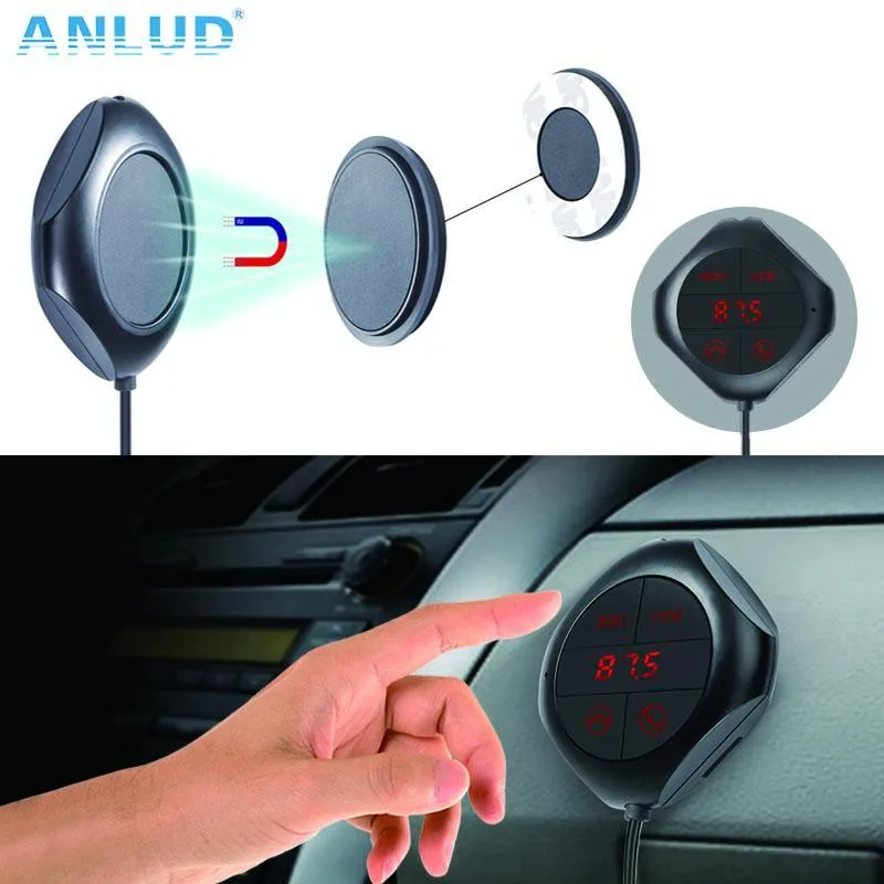 ANLUD Car MP3 Player Bluetooth FM Transmitter Car Kit HandsFree Magnetic Base With Dual USB Car Charger FM Modulator