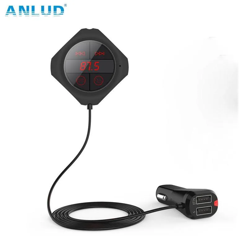 ANLUD Car MP3 Player Bluetooth FM Transmitter Car Kit HandsFree Magnetic Base With Dual USB Car Charger FM Modulator