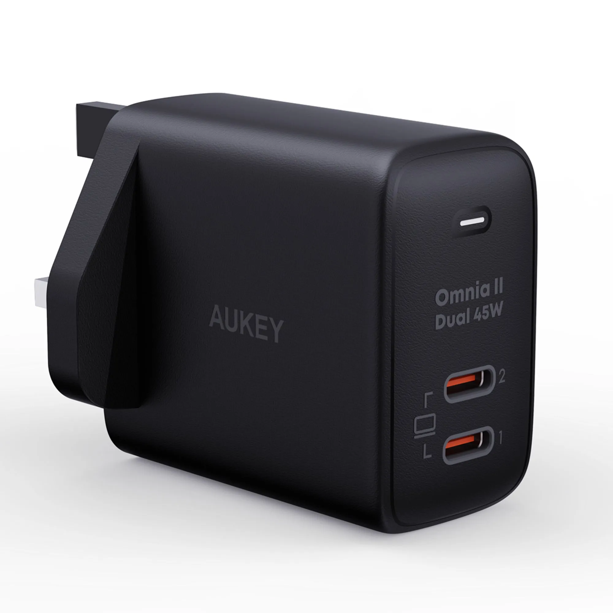 Aukey PA-B4T Omnia ll Dual-Port USB-C 45W PD Wall Charger with GaN Power Technology