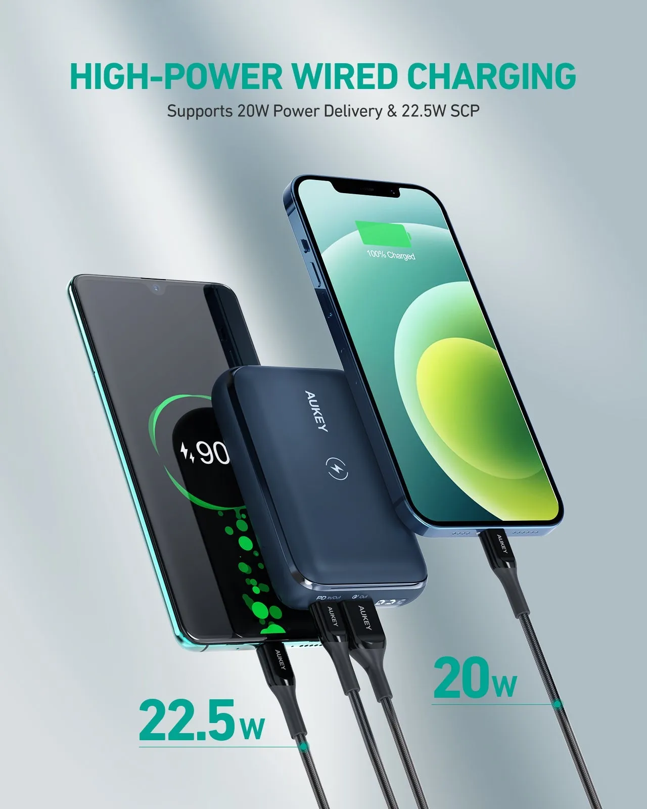 Aukey PB-WL01S 20W 10000mAH PD Wireless Charging w Kickstand Powerbank Portable Charger iPhone 12 Samsung Note S10