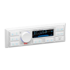 BOSS Audio Single-DIN Mech-Less Marine Audio Bluetooth Multimedia Player, White