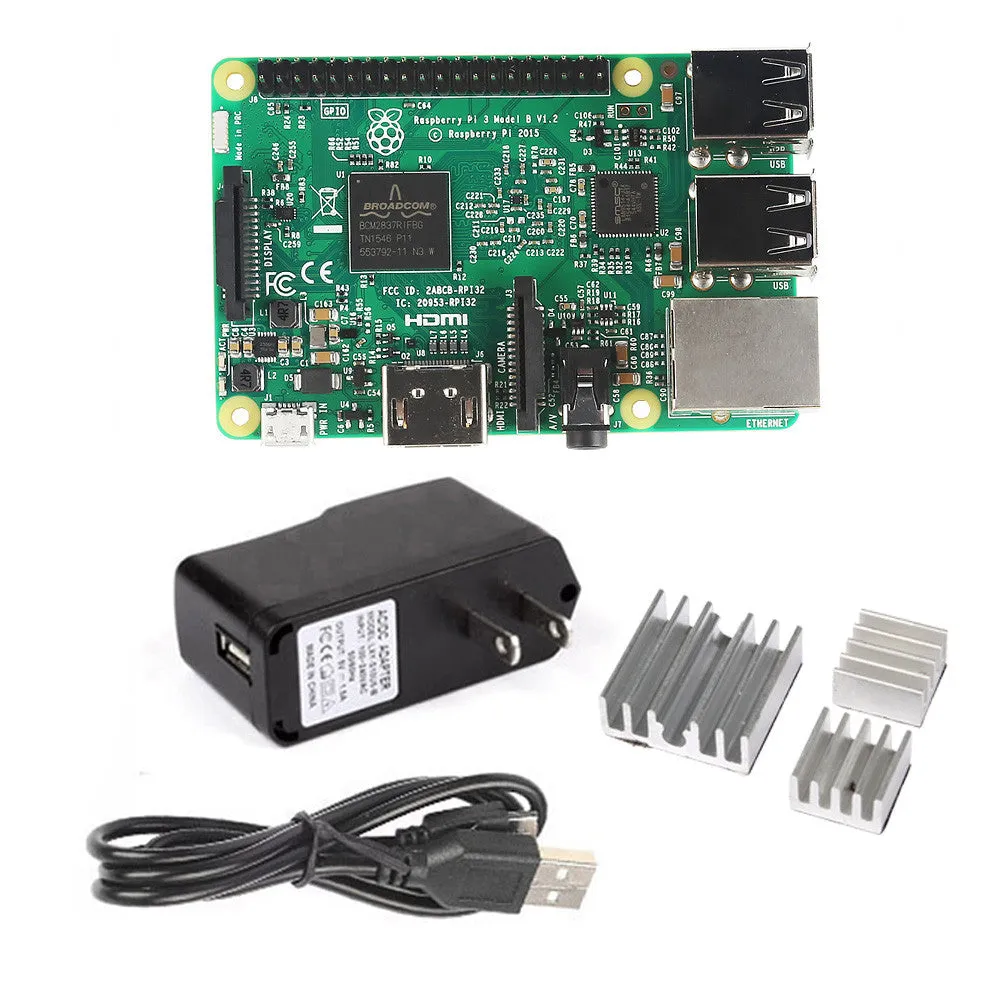 [Discontinued] RASPBERRY Pi 3 Model B 1.2GHz Quad Core 64Bit 1GB RAM   USB Power Supply   3x Heatsink Basic Kit (2016 Model)