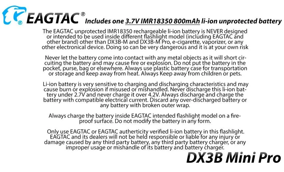 EagleTac DX3B Mini Pro XHP50.2 2480 Lumen Flashlight 1 * 18350 Li-ion Battery Included - CW