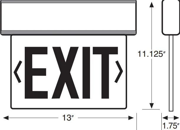 Edge-Lit - Single Sided - Red - Clear - LED Exit Sign - 120/277V