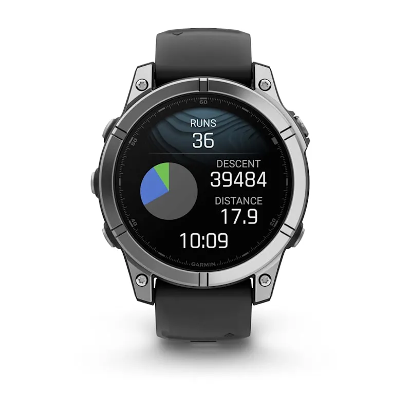 Garmin fēnix® E Multi Sport Smart Watch – 47mm AMOLED Stainless Steel with Black Silicone Band