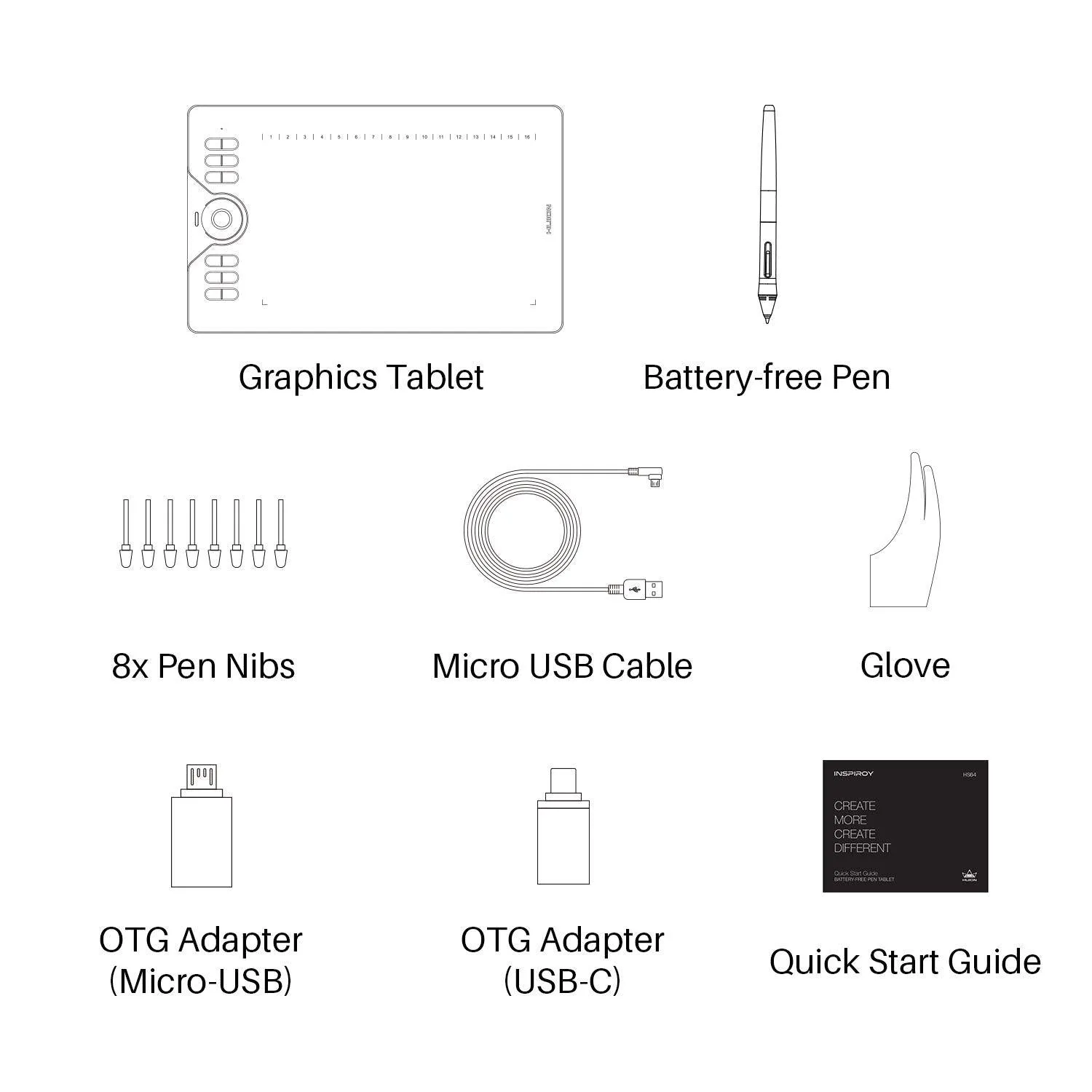 Huion HS610 13x8 Inch Graphics Drawing Tablet with 28 Express Keys, 8192 Battery-Free Stylus, Compatible with Mac, PC or Android Mobile