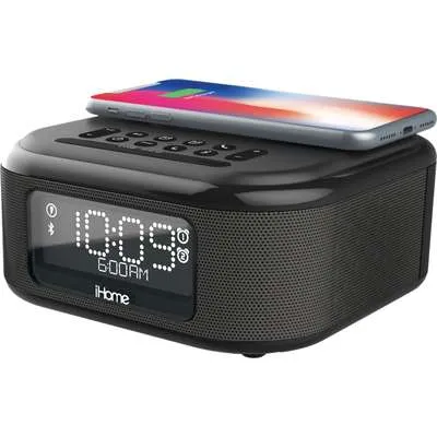 iHome iBTW23 Bluetooth Speaker System, Dual Alarm Clock, Wireless Charging - iBTW23BC