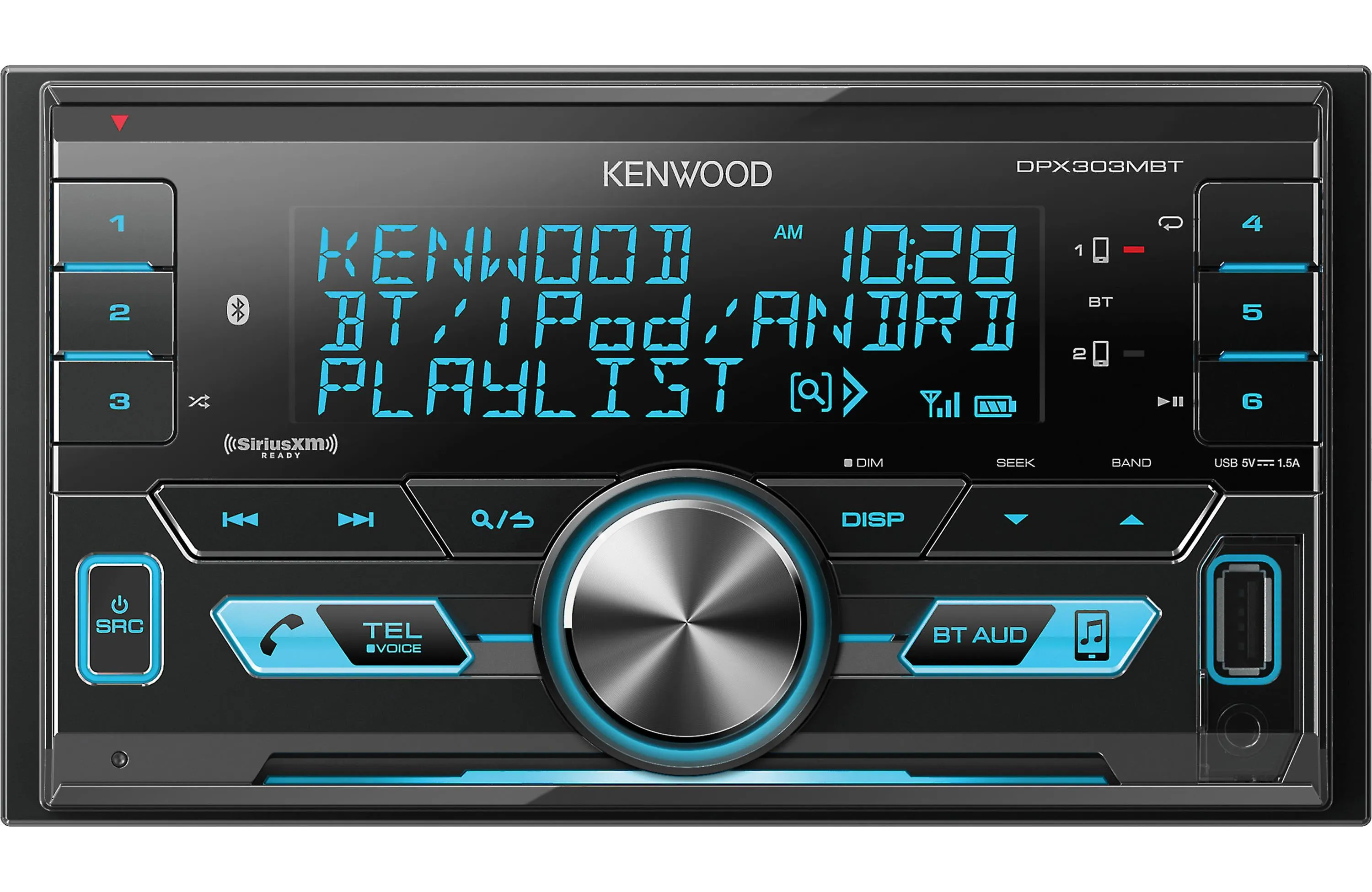 Kenwood DPX303MBT Double-Din Digital Media Receiver with Bluetooth