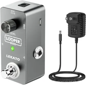 LEKATO Guitar Looper Effect Pedal Overdubs 5 Minutes Looping Time w/ Power Supply