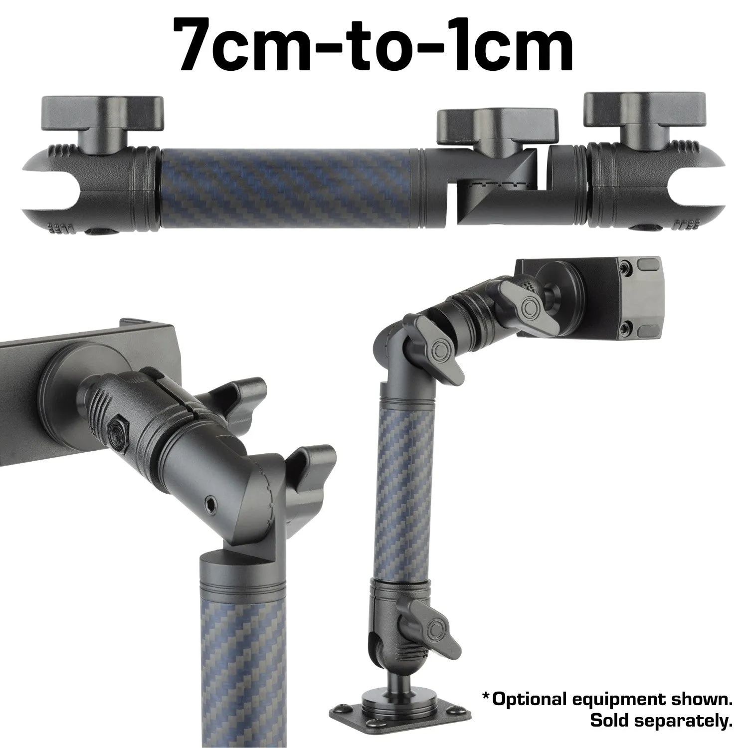 Locking Adjustable Carbon Fiber   Kevlar Mounting Arms with Articulating Joint (various sizes)