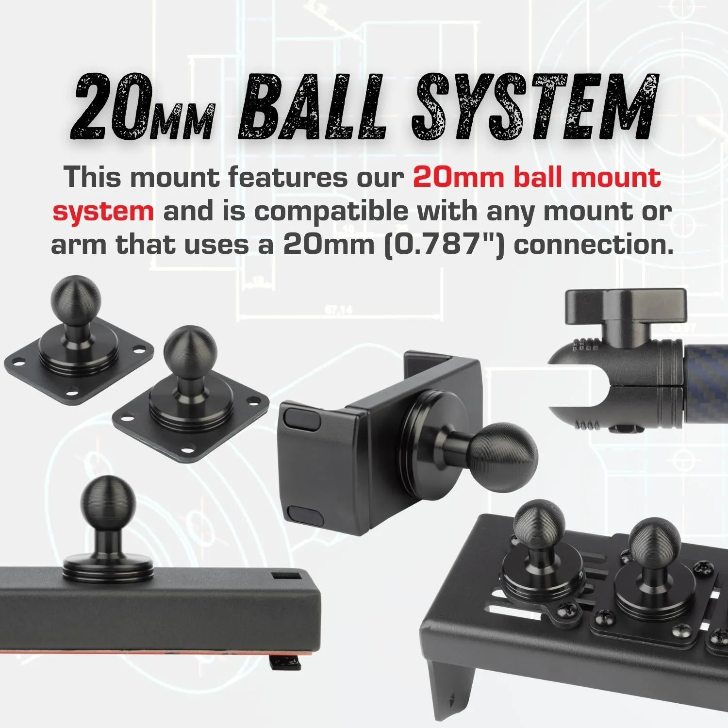 Locking Adjustable Carbon Fiber   Kevlar Mounting Arms with Articulating Joint (various sizes)