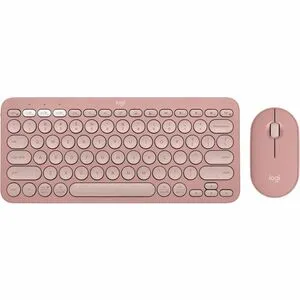 Logitech Pebble 2 Combo, Wireless Keyboard and Mouse, Quiet and Portable, Customizable, Logi Bolt, Tonal Rose