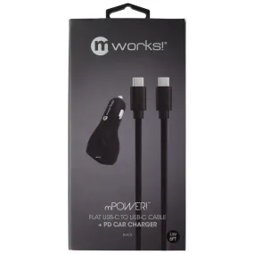 mWorks! mPOWER! Single Port USB-C Car Charger with USB-C to USB-C Cable - Black