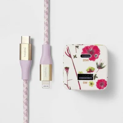 Open Box - 2-Port Wall Charger with 6' USB-C Cable - heyday Floral