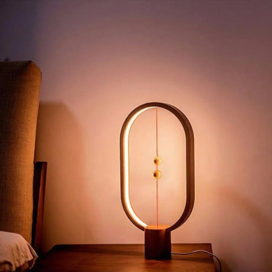 Oval Shape Magnetic LED Lamp - Wood