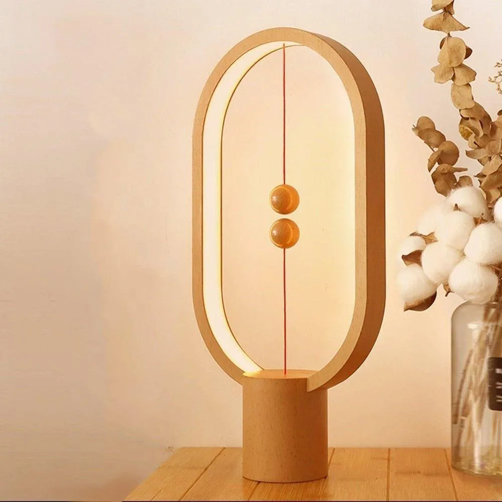 Oval Shape Magnetic LED Lamp - Wood