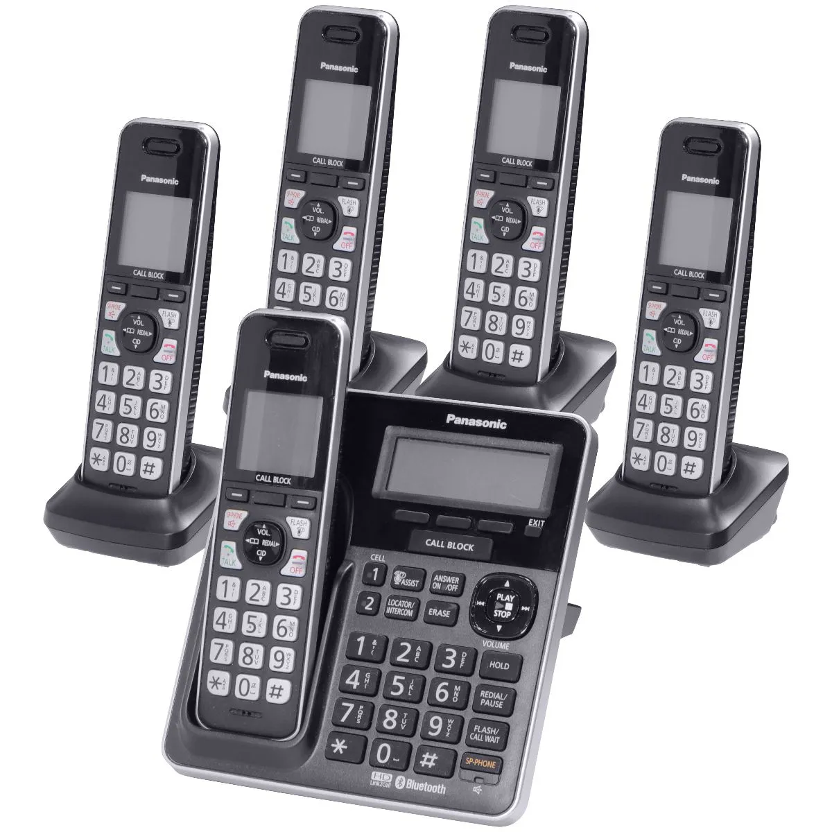 Panasonic KX-TG985 Expandable Cordless Phone System with 5 Handsets - Black