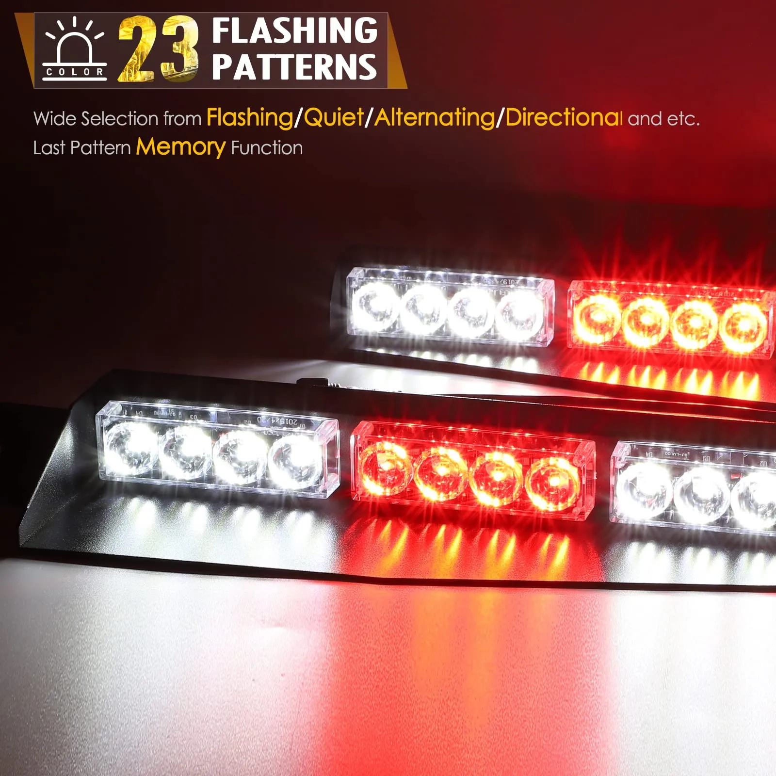 Partsam LED Visor Strobe Light Bar Flashing Modes Firefighter Lights