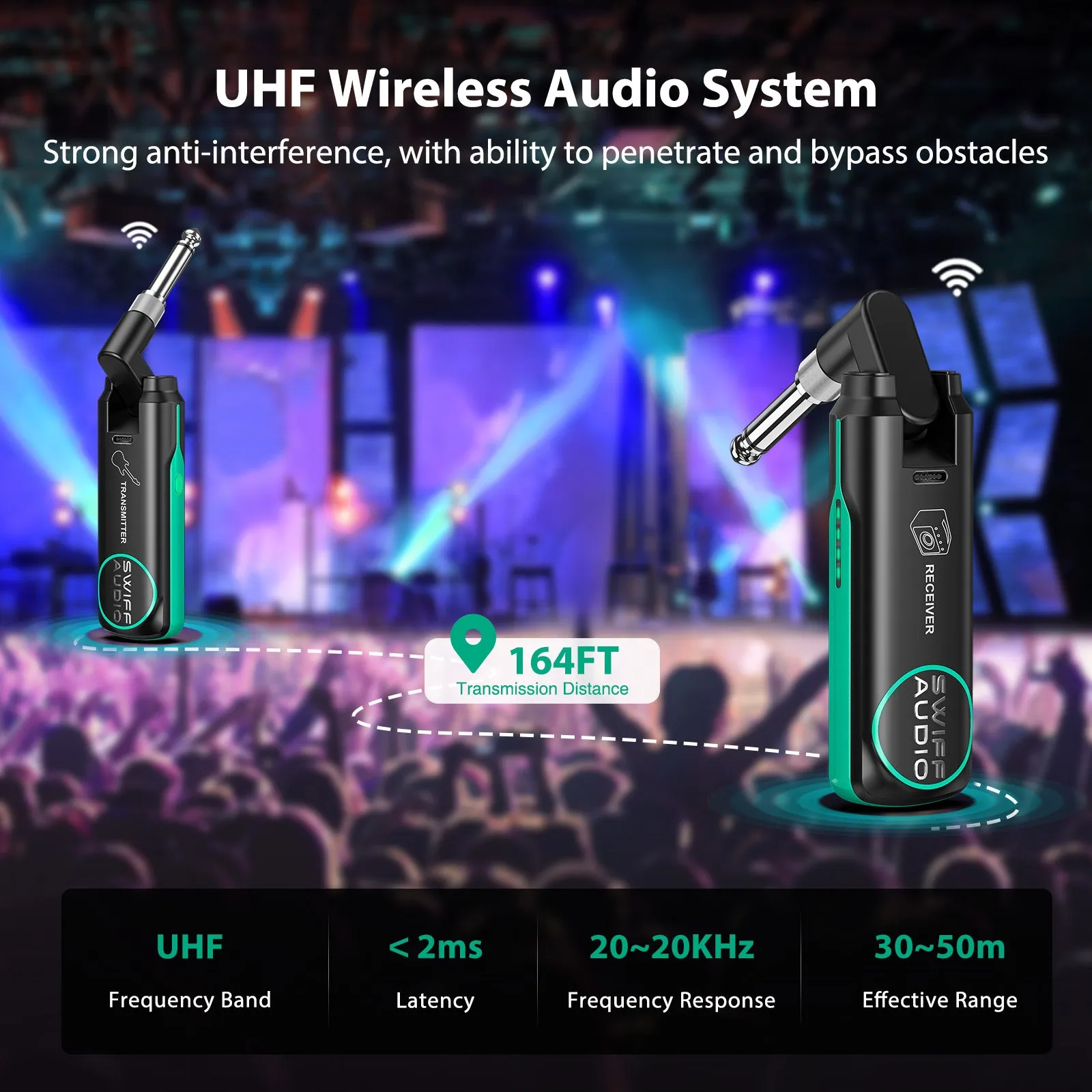 POGOLAB UHF Wireless Guitar System 10 Channels Audio