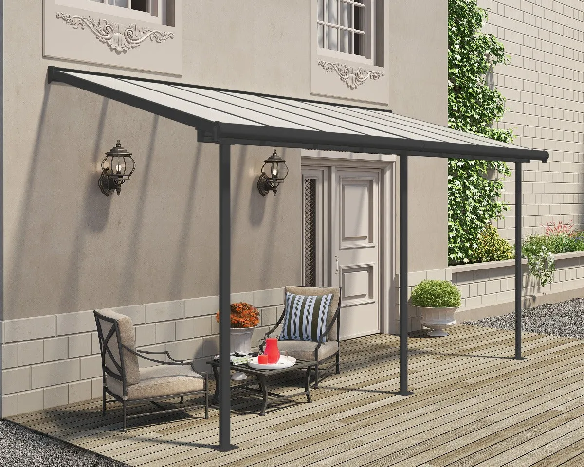 Sierra™ Patio Cover 7.5 ft. x 15 ft. Grey Frame Clear Panels | Palram-Canopia