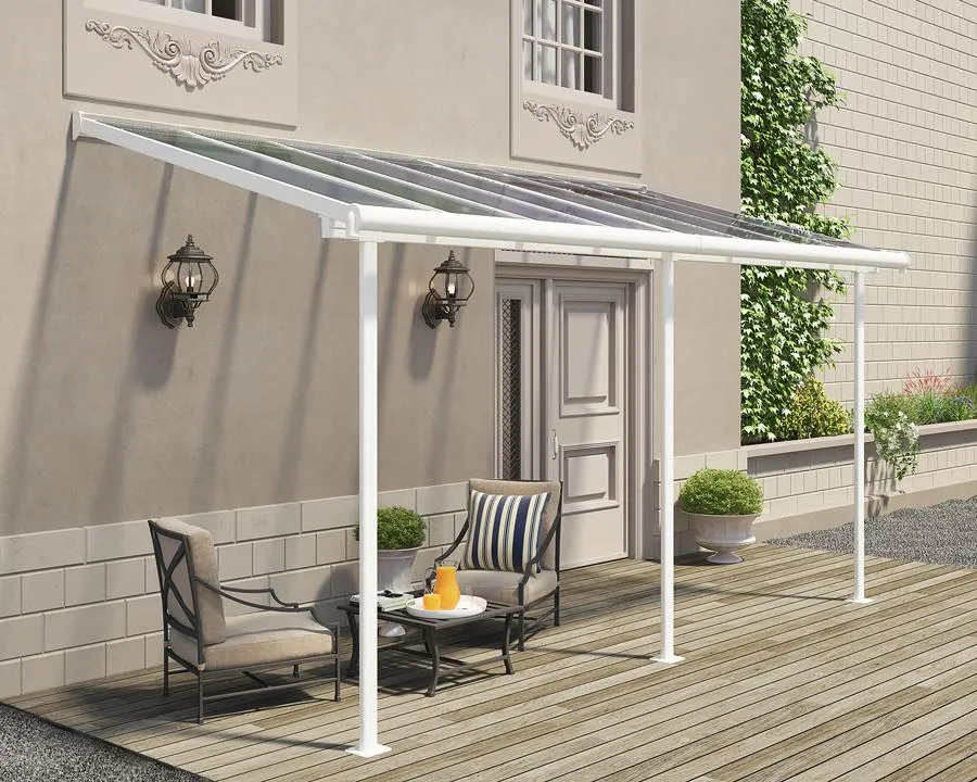 Sierra™ Patio Cover 7.5 ft. x 15 ft. White Frame Clear Panels | Palram-Canopia