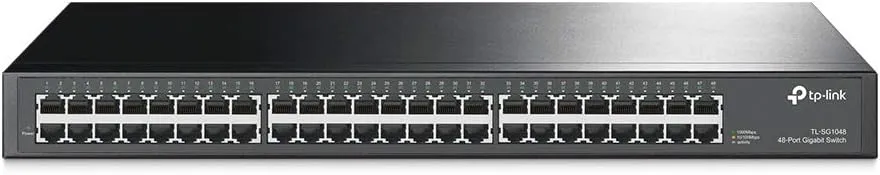 TP-LINK TL-SG1048 48-Port Gigabit Unmanaged Rackmount Switch, Steel Case, Black