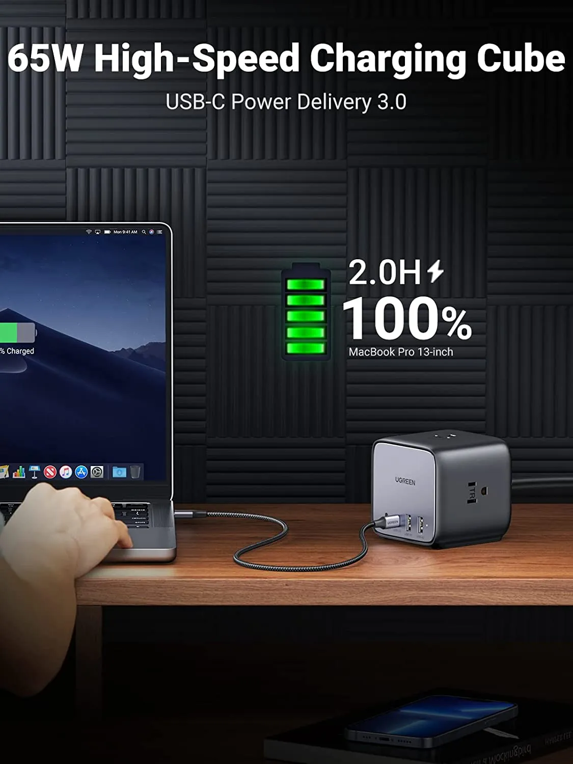 UGREEN 65W USB C GaN Charging Station-7 Ports Desktop Charger