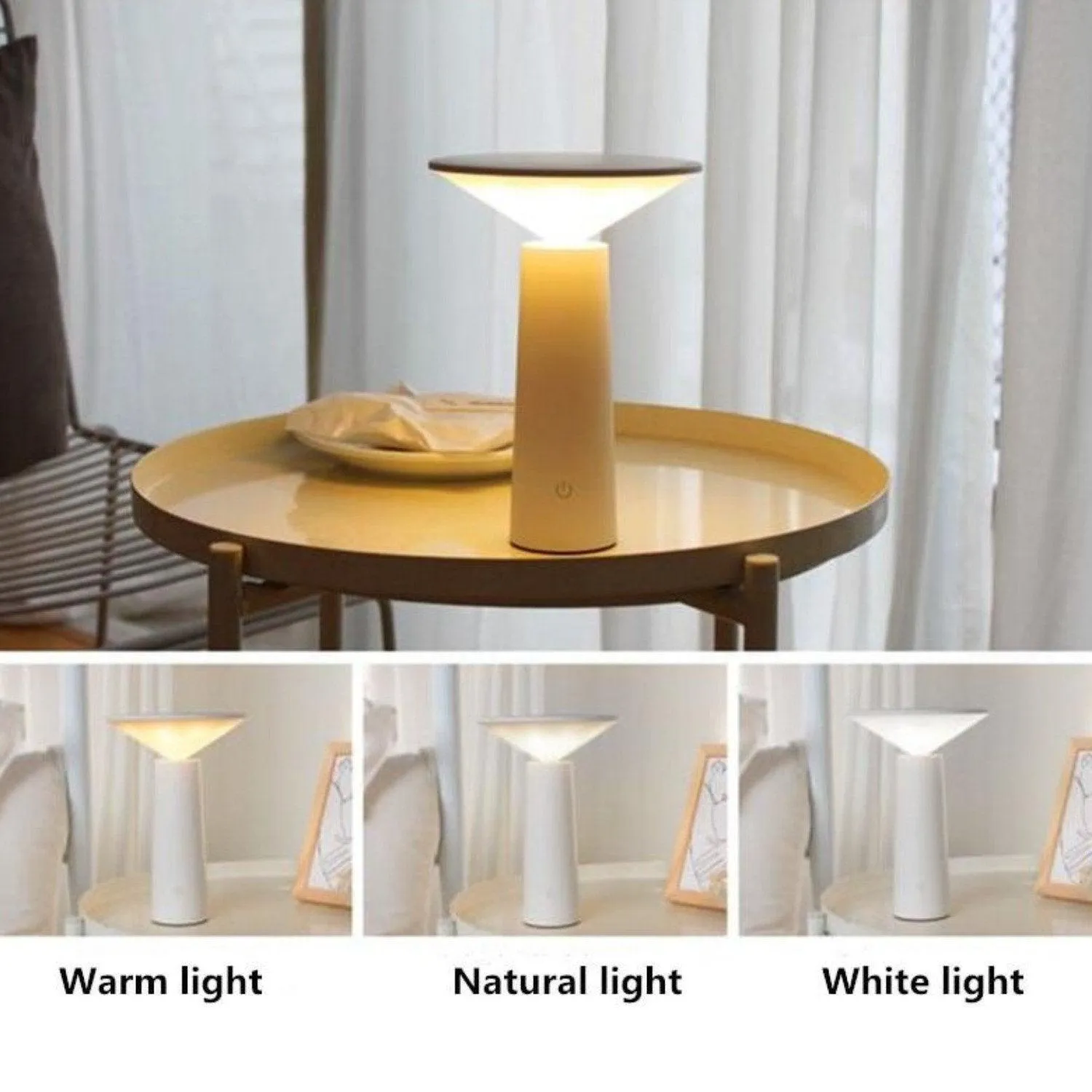 White Minimalist Table Lamp -LED USB Dimmable