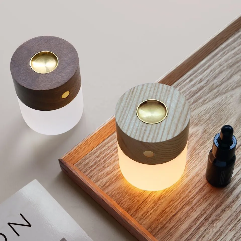 Wooden Aroma Diffuser Touch Switch Three-level Dimming Table Lamp