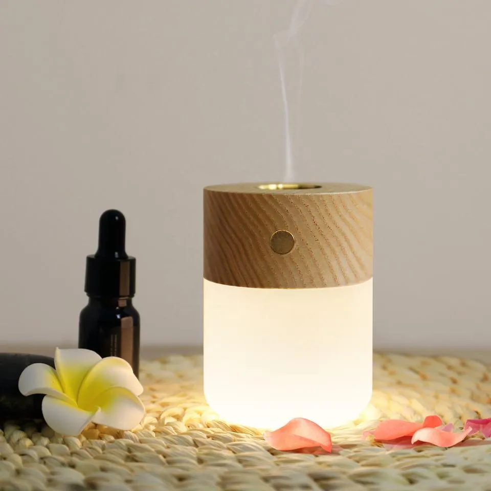 Wooden Aroma Diffuser Touch Switch Three-level Dimming Table Lamp