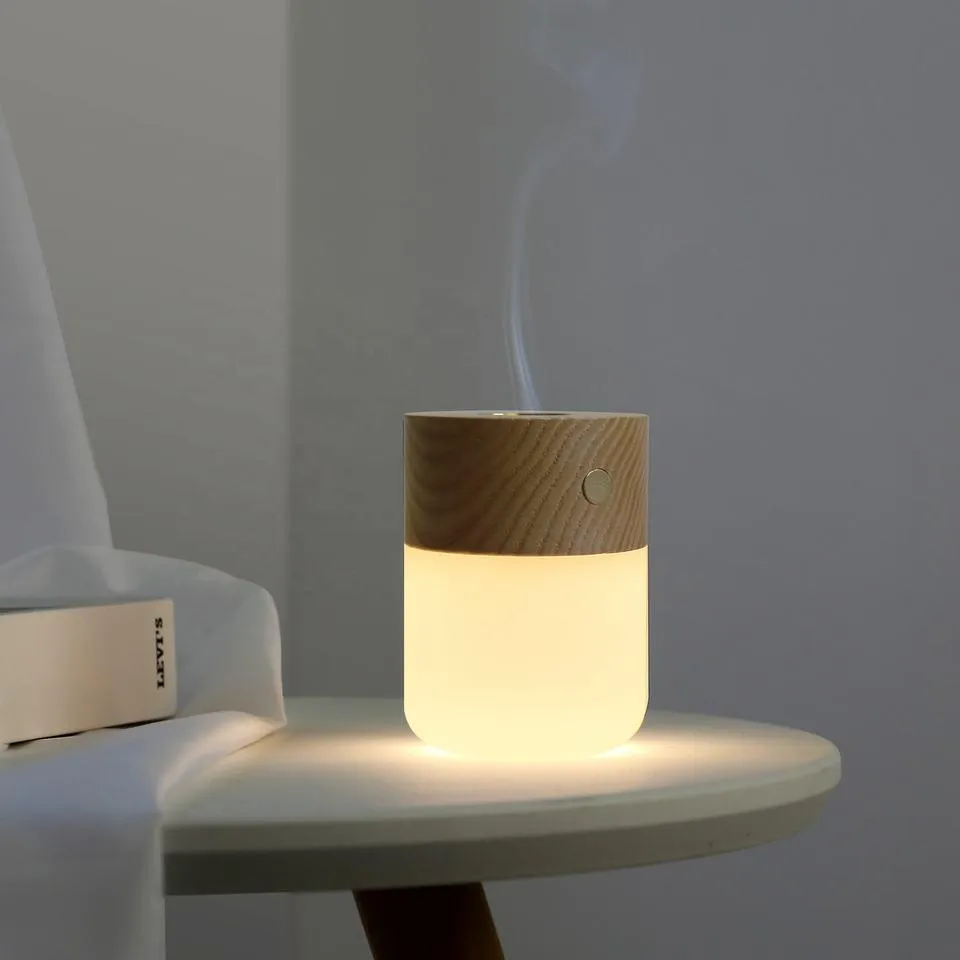 Wooden Aroma Diffuser Touch Switch Three-level Dimming Table Lamp